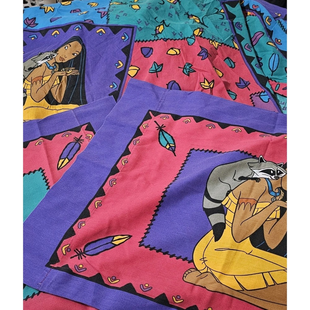 Vintage Disney 90s Pocohontas Girls RARE DOUBLE Size 3PC Bed Sheet Set